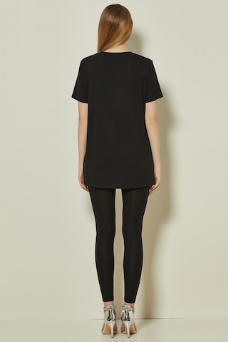 Baskılı Siyah Modal Tayt Siyah