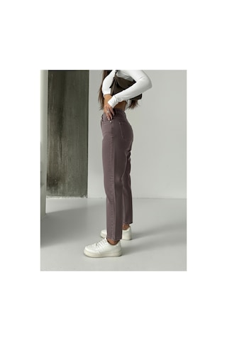 Blue Marlın Yüksek Bel Kahverengi Taş Yıkama Mom Jeans Kahverengi Taş Yıkama
