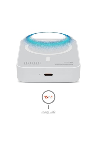 15w Samsung Galaxy S25 İleuyumlu Magsafe Destekli Beyaz Powerbank- Stand 10000mah Txm10 BEYAZ