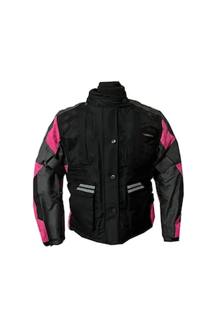 Venom Motosiklet Montu Women Tourex 4 Mevsim Ce Sertifikalı Touring Long Motor Lady Mont Siyah-pembe Çok Renkli