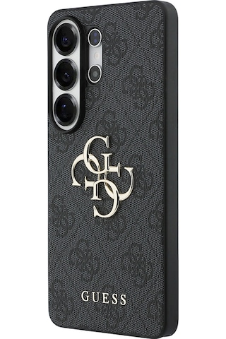 Galaxy S26 Ultra Uyumlu Kılıf Guess Lisanslı Pu Deri Büyük Metal Logo Dizaynlı Kapak Siyah