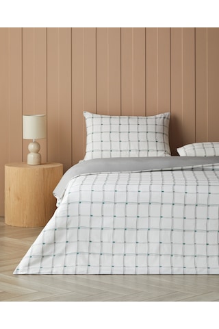 Stripe Harmony Kolay Ütülenir Çift Kişilik Nevresim Seti 200x220 Cm Gri-yeşil