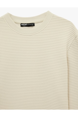 Koton Uzun Kollu Regular Fit Bisiklet Yaka Sweatshirt Ekru 6sam70053mk Ekru