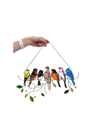 Hombey 7 Adet Renkli Kuş Akrilik Takı: Pencere Duvar Dekorasyonu, Doğal Işıkta Parlayan Ev Dekoru
