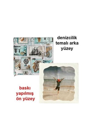 Sublimasyon Deniz Yıldızı Figürlü Yastık Beyaz