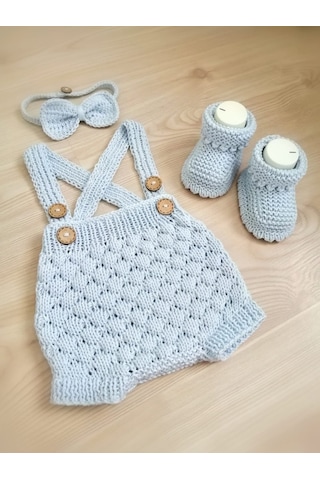 Erkek Bebek Romper 3 Lü Set Açık Mavi