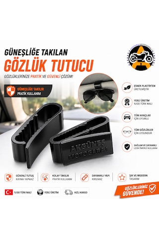 Akgüneş Motogaraj Güneşliğe Takılan Gözlük Tutucu Araç İçi Gözlük Askısı Pratik Ve Dayanıklı Gözlük Askısı