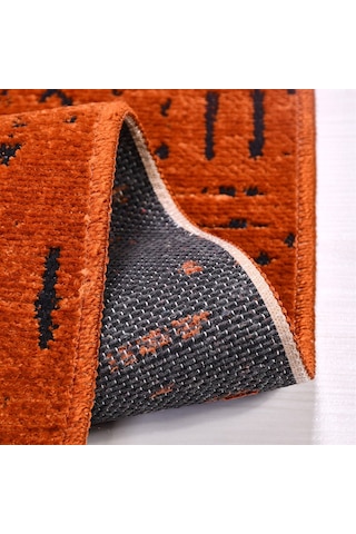 Çam Halı Crea Decolux Vena 8010 Kiremit Özel Kaymaz Tabanlı Pamuk Dokuma Kilim - 80x150