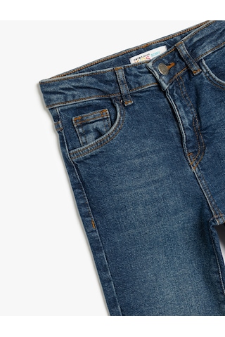 Koton Pamuklu Cep Detaylı Denim Pantolon - Skinny Jean Orta İndigo 5skb40011td Indigo