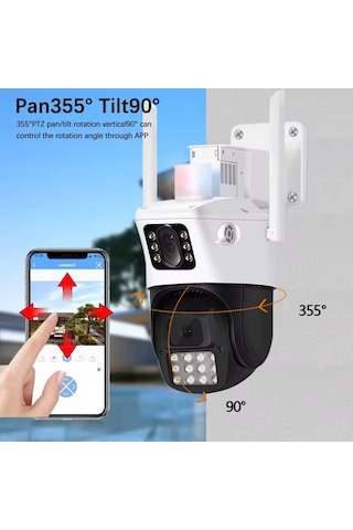 6015 Wifi 6mp Sesli Dual Kamera Ip Güvenlik Kamerası Gece Görüşlü