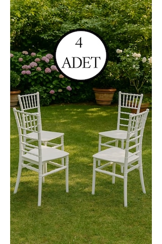 4 Adet Soho Beyaz Sandalye / Balkon-bahçe-mutfak Beyaz