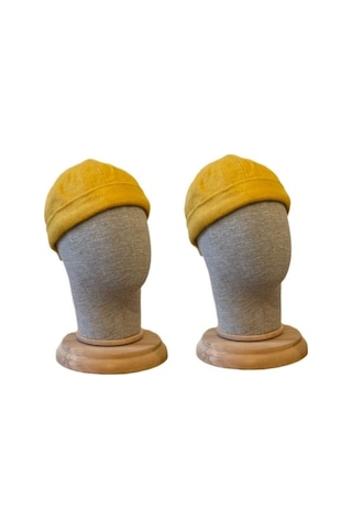 Aida Jewelss 2 Adet Kışlık Kaşe Cap Ayarlanabilir Docker Şapka Kışlık Takke Şapka Retro Şapka Takke Sarı