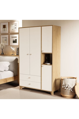Mezza 3522 Lisa 4 Kapılı Gardırop Sepet - Beyaz