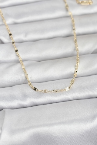 Ceylan Adam Cm 14k Gold Renk Yassı Gemici Zincir Model 60 Cm Kadın Kolye Çok Renkli