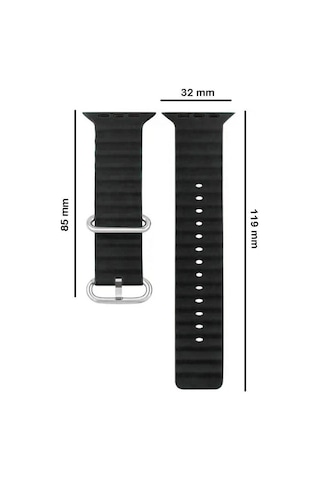 Apple Uyumlu Watch 1 2 3 4 5 6 7 8 Se Ultra 38/40/41mm Ocean Loop Tokalı Kayış Kordon - Siyah