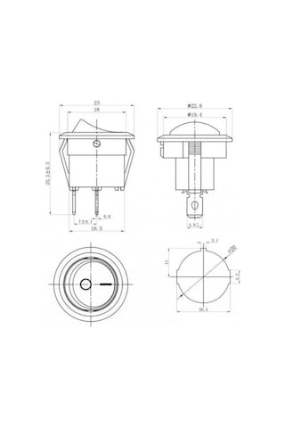 Ender Yuvarlak Işıksız Anahtar 21mm Siyah