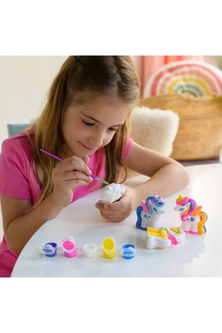 Eğitici Çocuk Boyama Seti 3D Unicorn Kalıp ve Parıltılı