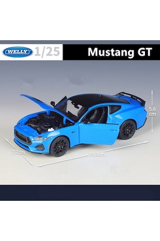 Welly 1:24 2024 Ford Mustang Gt Alaşım Spor Araba Modeli Diecast Metal Araba Blue