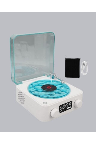Nrzsnt Gece Lambası Stereo Bluetooth Hoparlör Dijital Saatli Vintage Tasarım Çok Fonksiyonlu