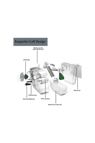 Qingmipy Duvar Montlu Otomatik Kuru Köpük Sabun Dağıtıcı - Ir Sensörlü, Usb-c Şarj Edilebilir, Banyo/mutfak Uygun Mavi Renk Mavi