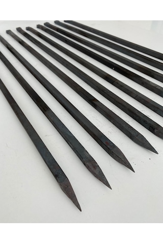 10 Adet Kare Tavuk Patlıcan Şişi - Kara Demir 10 Mm - Özel Yapım