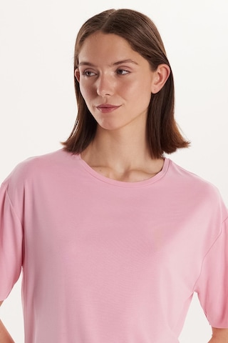 Tudors Kadın Modal Kumaş Relax Fit Rahat Kesim Bisiklet Yaka Basic Pembe Tişört-34255 Pembe