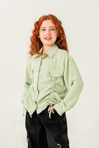 Kız Çocuk Önü Tünelli Cebi Zincirli Gömlek 3147 Yeşil