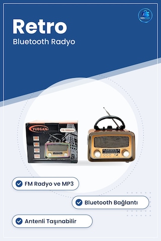 Nostaljik Radyo Retro Tasarım Fm Bluetooth Mp3 Destekli Antenli T