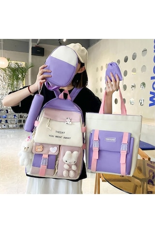 Xinxin Sevimli Kızlar Büyük Kapasiteli Mor Okul Çantası