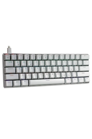 H61k Mini Mekanik Kablolu Gaming Oyuncu Klavye Türkçe Q Blue Switch 12 Ad Rgb Led Işık Modlu 61 Tuşlu Beyaz