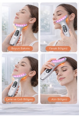 Ems Yüz Boyun Gerdirme Cihazı Isıtmalı Led Işık Terapi Masaj Aleti