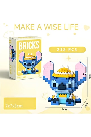 Brıcks Premium Seri Stitch Sarı Şapkalı Model Yapı Taşları Dekora
