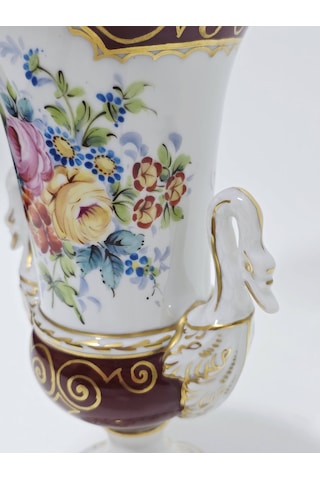 Sevres Çiçek Desenli Porselen Vazo 28cm Çok Renkli