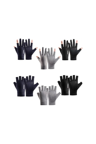 Güneş Koruyucu Eldiven Balıkçılık Kaymaz 2 Yarım Parmak Eldiven 001