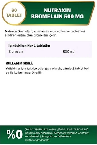 Nutraxin Vitals Bromelaın 60 Tablet + Nutraxin Hidrolize Içeren 30 Tablet