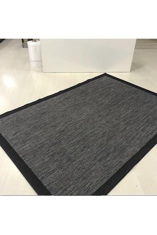 Elvey Home Jüt Sisal S9715 Vizon Siyah Kaymaz Taban Hasır Dokuma Yıkanabilir Yolluk Salon Koridor Mutfak Halısı Vizon/siyah