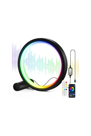 Hymark 10 İnç Akıllı Rgb Masaüstü Müzik Ritim Gece Lambası 25cm A