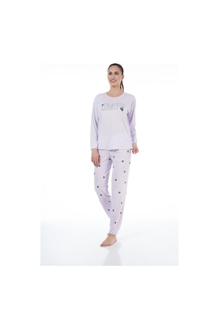 Estiva 22134 Kadın Üzüm Desenli Uzun Kollu Viskon Pijama Takım 001
