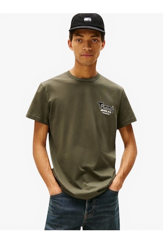 Tommy Hilfiger Tjm Slım Font Play Tee Erkek Yeşil T-shirt - Dm0dm22049