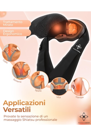 Massagewerk Shiatsu Sırt Ve Boyun Masajı Isı Fonksiyonlu Elektrikli Boyun Masajı Ergonomiktir, Kas Gerginliğini Ve Ağrıyı Hafifletmek İçin İdealdir