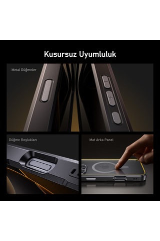 Aohi The Future Apple Uyumlu iPhone 16 Pro Kılıfı, Magsafe Telefon Kılıfı, Desert Titanium Şeffaf
