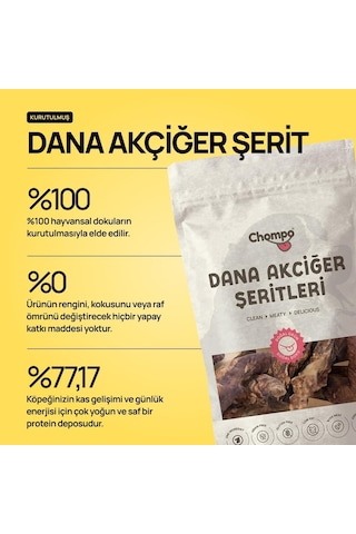 Dana Akciğer Şeritleri 100% Doğal Katkısız Köpek Ödül Maması 100 Gr Tek İçerik