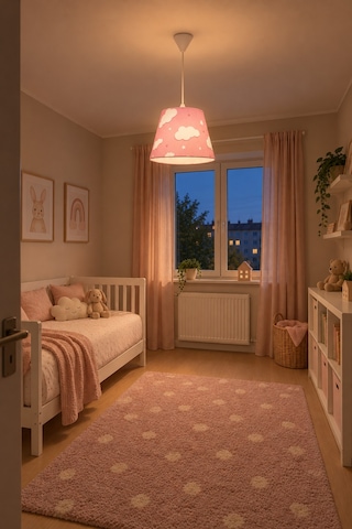 Şenay Aydınlatma Bebek ve Çocuk Odası Konik Kumaş Sarkıt Avize Pembe Bulut