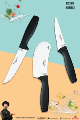 Eco Serisi Mutfak Bıçak Seti Et Ekmek Sebze Pizza Salata Bıçağı Siyah