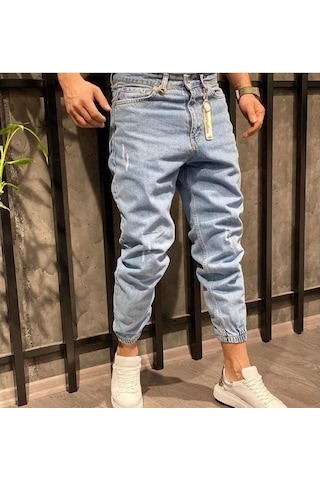 Erkek Paçası Lastikli Boyfriend Kot Jogger Pantolon (491077987)