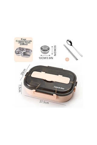 Ulzyvf Yemek Termos Seti Pembe Paslanmaz Çelik Bölmeli 304 1.5l Yemek Kabı Mürdüm