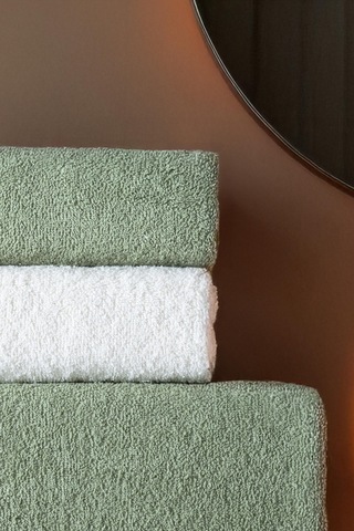 4'lü Hamam Takımı Banyo Havlu Seti 2 Adet 50x90 + 2 Adet 70x140 %100 Pamuk Yumuşak Havlu Yeşil - Beyaz