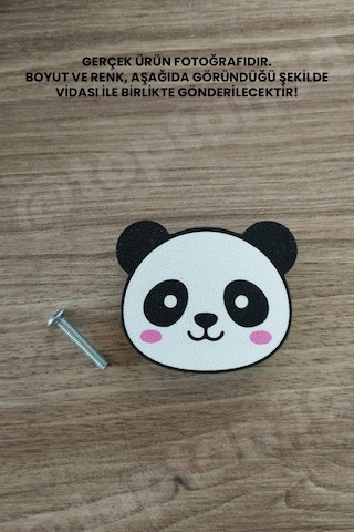 5 Adet - Panda Dolap Kulpu, Çocuk Odası Mobilya Kulpu, Modern Ve Eğlenceli Kulp Kulp Vidası Dahildir Sarı