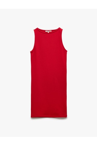 Koton Kaşkorse Yuvarlak Yaka Kolsuz Mini Kalem Bodycon Kalem Elbise Kırmızı 5sak80021ek Kırmızı