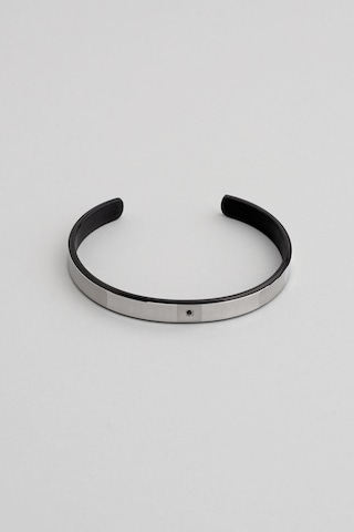 So Chic Siyah Taş Detaylı Çelik Erkek Kelepçe Bileklik Çelik